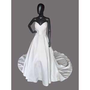 Strapless Contoured Bodice Diamantina Satin Wedding Gown - Morilee